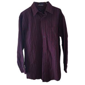 Cambridge Classics Men's Wrinkle Resistant Burgundy Long Sleeve Button Up Shirt
